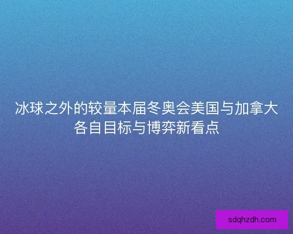 冰球之外的较量本届冬奥会美国与加拿大各自目标与博弈新看点