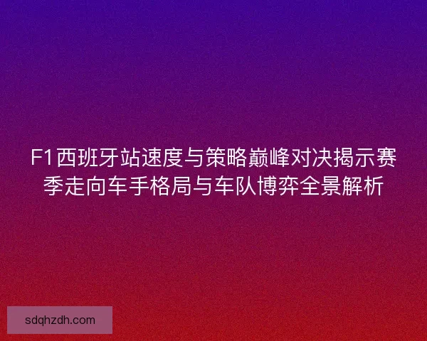 F1西班牙站速度与策略巅峰对决揭示赛季走向车手格局与车队博弈全景解析