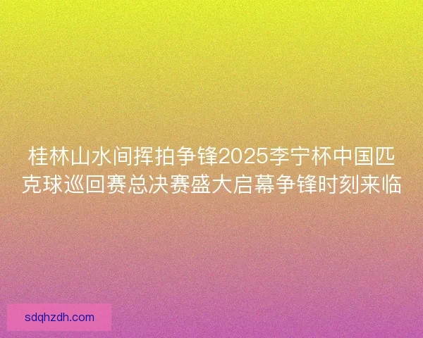 桂林山水间挥拍争锋2025李宁杯中国匹克球巡回赛总决赛盛大启幕争锋时刻来临 桂林山水间挥拍争锋2025李宁杯中国匹克球巡回赛总决赛盛大启幕争锋时刻来临
